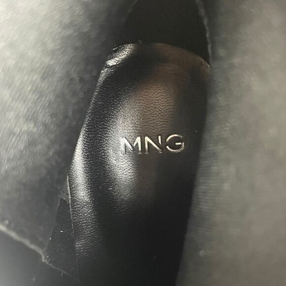 Mango Leather Square Toe Heeled Ankle Boots Black Size 38/ 7.5 - Picture 11 of 12